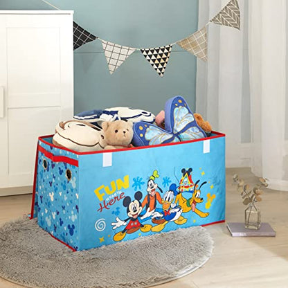 Idea Nuova Disney Mickey Mouse Collapsible Children’s Toy Storage Trunk, Durable with Soft Lid, 28.5"x 14.5"x16" - color: Mickey Mouse