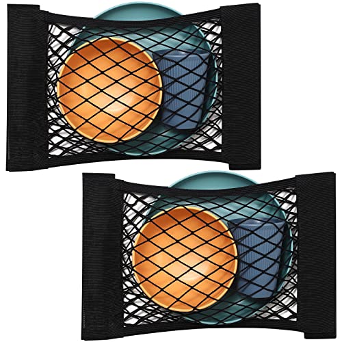 TOBWOLF Universal Mesh Cargo Net With Tape Stickers, 25x40cm / 9.8x15.7in, Elastic Car Storage Net, RV Netting Pocket, Wall Sticker Add-on Pouch Bag for Car Trunk - color: Hook & Loop Adhesive Stickers, size: 9.8 x 15.7 inches