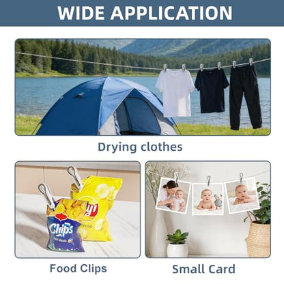 Plastic ClothesPins Heavy Duty Out door 36 Pack with Storage Box, 2.5-Inch Chip Clips with Non-Slip No-Trace Design for Laundry, Drying Clothes,Towels, Crafts, Picture, Food Clips, Home Use and Travel