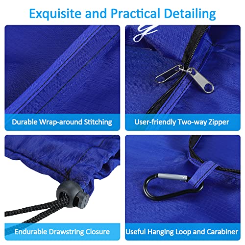 GOGOODA Travel Laundry Bags with Drawstring Closure XL Large Foldable Dirty Clothes bags with Handle Heavy Duty and Washable for College Dorm Travelling Camping, 2 Pack, Navy Blue - color: Navy Blue