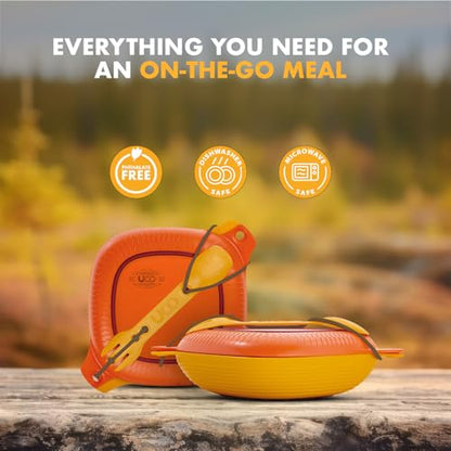 UCO 4-Piece Camping Mess Kit with Bowl, Plate and 3-in-1 Spork Utensil Set - color: Sunrise