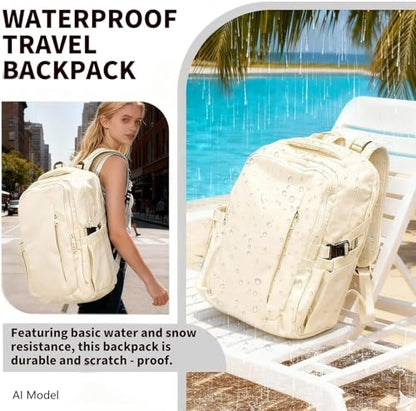 Travel Backpack for Women Men Carry on Backpack, Airline Approved Large Travel Bag Flight Approved Personal item, 15.6 Inch Laptop Backpack Casual Daypack for Weekender Business Hiking-WHITE - color: White