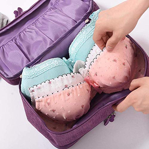 Portable Underwear Bra Storage Bag Waterproof Travel Organizers Multi-Layer Toiletry Packing Cube - color: Purple style