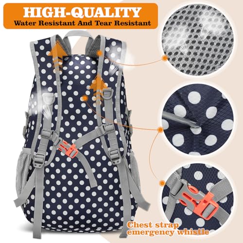 ZOMAKE Lightweight Packable Backpack 30L, Foldable Hiking Backpacks Water Resistant Compact Folding Daypack for Travel(Navy Blue,White polka dots) - color: Navy Blue,white Polka Dots