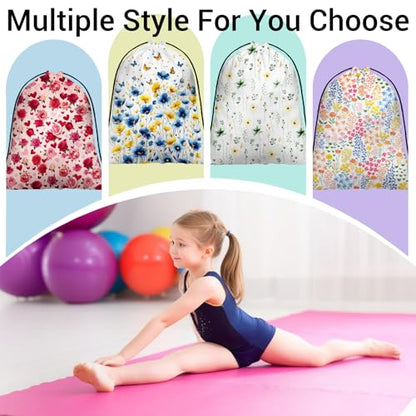 Flowers Small Gymnastics Grip Bag Butterfly Lightweight Travel Drawstring Bag - color: Blue Yellow Flowers, size: 12"(H)*9.25"(W)