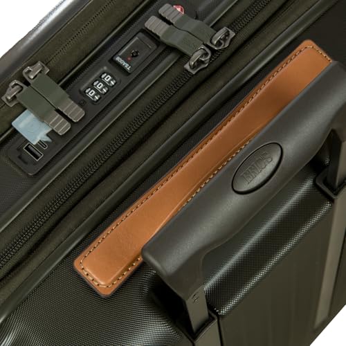 Bric's Taormina Ultra-Light Carry-On Spinner – Airline Approved Expandable Hard Shell Suitcase with TSA Lock, Anti-Tamper Zippers & Built-In USB Port - 21 Inch with Pocket, Olive - color: Olive, size: Carry-On w/ Front Pocket