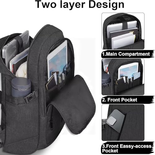 Mancro Business Travel Laptop Backpack, Anti Theft Slim Laptop Bag for Men and Women, Tech Computer Bag Fits 15.6 Inch Laptop and Notebook (Black) - color: Black, size: 15.6 inch
