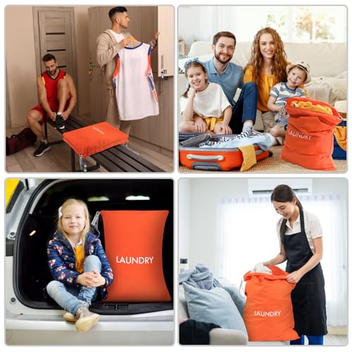 WiseBoy 2 Pack Laundry Bags, Travel Laundry Bag for Dirty Clothes, Washable Nylon Wet Dry Bag, Swimming Yoga Bathing Suit Workout Wet Dry Bags - color: Orange