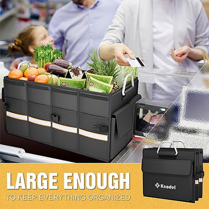 K KNODEL Car Trunk Organizer, Car Organizer With Lid, Heavy Duty Collapsible Trunk Storage for SUV, Truck, Cargo Trunk Organizer with Lid (Medium, Black) - size: Medium