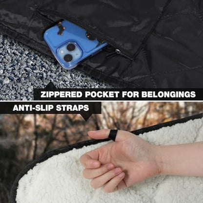 REDCAMP Large Warm Camping Blanket with Sherpa Lining, Cold Weather Warm Outdoor Blanket Waterproof and Windproof for Camping Stadium, Machine Washable 59"x79" White - color: 59"x 79" White