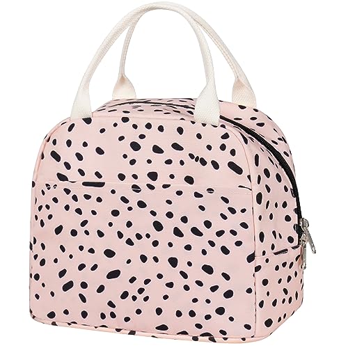 EurCross Pink Lunch Bag for Women,Chic Trendy Portable Lightweight Insulated Small Lunch Box Tote Bag for Preppy College or Adult Work Office - color: Pink