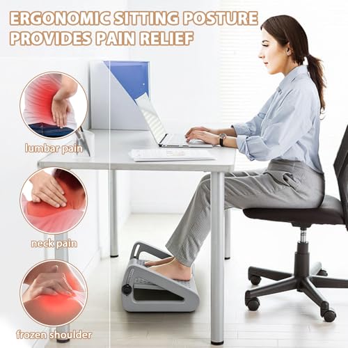 CasaZenith Foot Rest, Six Heights Adjustable Foot Rest for Under Desk at Work, Ergonomic Foots Stool for Under Office Desks, Under Desk Footrest with Foot Massage Roller, Chair Footrest - Gray - color: Gray
