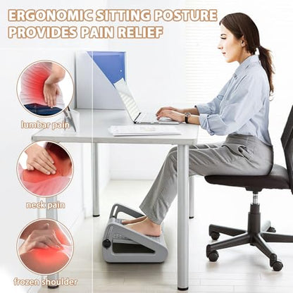 CasaZenith Foot Rest, Six Heights Adjustable Foot Rest for Under Desk at Work, Ergonomic Foots Stool for Under Office Desks, Under Desk Footrest with Foot Massage Roller, Chair Footrest - Gray - color: Gray