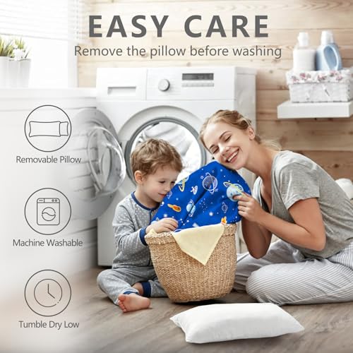 Primlect Thickened Toddler Nap Mat with Removable Pillow and Minky Blanket, Extra Large 55''x35'' Sleeping Bag, Washable, Roll up, Perfect for Daycare, Preschool, Kindergarten, Boys and Girls (Space) - color: Space Ship