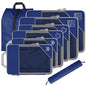 8 Set Compression Packing Cubes for Travel, Expandable Luggage Organizer with Shoe Bag & Laundry Bag - Lightweight Suitcase & Backpack Travel Essentials (Navy Blue) - color: Navy Blue