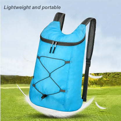 levayhill 16L Foldable Hiking Backpack,Small Packable Daypack, Blue | Lightweight ,Outdoor Collapsible Rucksack,Ultralight Folding Back Pack, Water Repellent, Men Women Travel Gym, Easy Carry-on - color: Blue