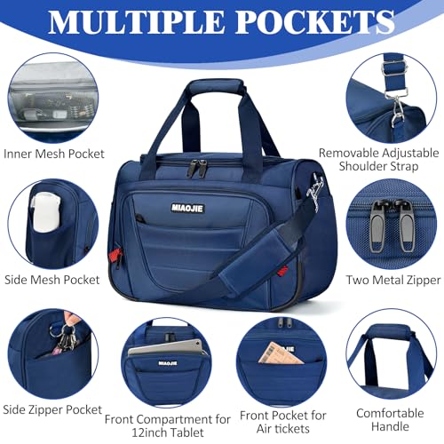 Underseat Carry On luggage Bag Airplanes Personal Item Bags Weekender Overnight Travel Tote Bag Shoulder Small Softside Carry on Luggage Travel Duffel Bags For Men Women -16 IN Navy Blue - color: Navy Blue, size: 16 IN