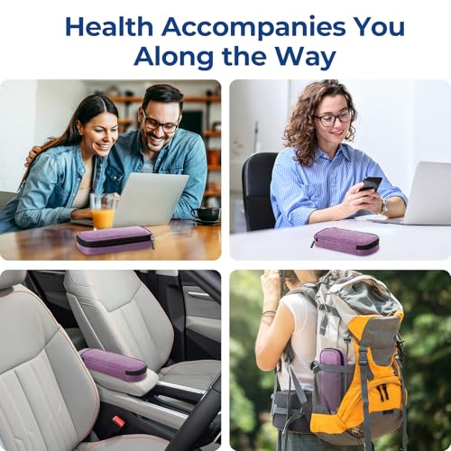 AUVON Insulin Pen Cooler Travel Case with 2 * 90g TSA Approved Ice Packs, Diabetic Medication Insulated Cooling Bag for Insulin Pens and Diabetic Supplies Storage, Compact for Daily Life and Trips - color: Purple