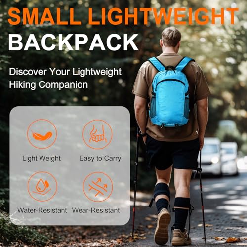 Small Hiking Backpack 15L Travel Lightweight Hiking Packable Daypack Water-Resistant Foldable Backpacks for Women Men Camping (Blue) - color: Blue, size: 15L