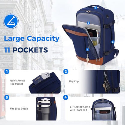 ECOHUB 19" Travel Backpack for Men Women 19x7.1x12.6 Spirit Airlines Personal Item Bag Backpack with Wet Compartment,Blue - color: Blue