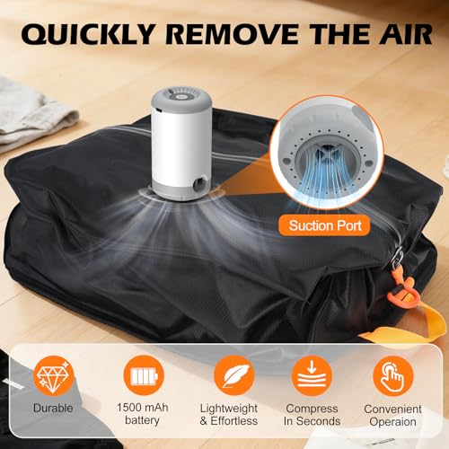 Fantictas Vacuum Travel Bags Kit (2 Pack) - 15L Waterproof & Tear Resistant Travel Compression Bags with Wireless Vacuum Pump for luggage & Backpacks, Space Saving Vacuum Storage Bags