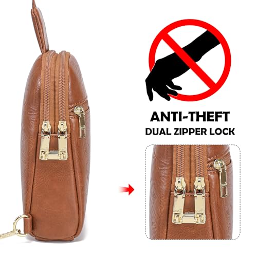 INICAT Anti Theft Crossbody Bags for Women Travel Small Sling Bag Fanny Packs Cross Body Purses Everyday - color: Pure Brown Antitheft, size: Large