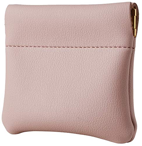 Travelambo Leather Squeeze Coin Purse Pouch Change Holder For Men & Women - color: Access Pink Champagne