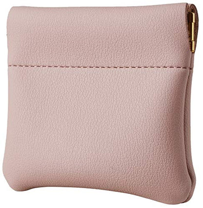 Travelambo Leather Squeeze Coin Purse Pouch Change Holder For Men & Women - color: Access Pink Champagne