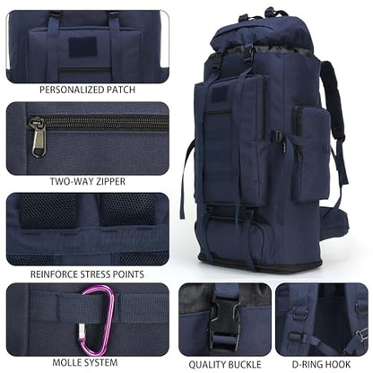 Hiking Backpack for Men 70L/100L Camping Backpack Military Rucksack Molle 3 Days Assault Pack for Climbing | Camping Backpack - color: 100l-navy