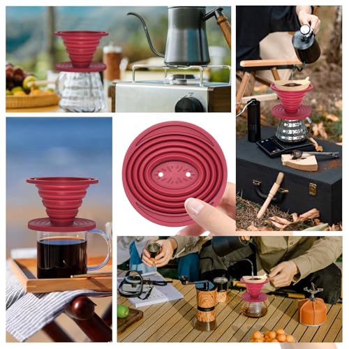 2 Pcs Collapsible Pour Over Coffee Dripper,Reusable Silicone Coffee Filter Holder,Travel Coffee Maker for Camping,Picnic,Office, Camp Gear