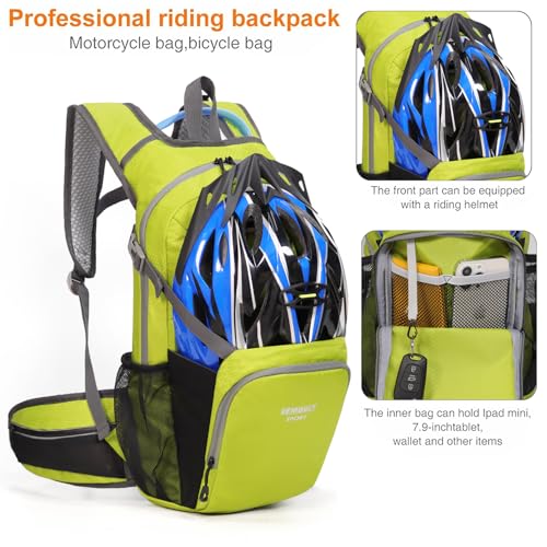 Hiking Daypack Waterproof Biking Backpack 15L Lightweight Durable Backpack for Ski Snowboarding Running MTB Cycling - color: Lime