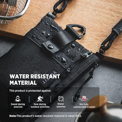 VULKIT RFID Blocking Travel Wallet for Men Women, Water Resistant Passport & Phone Holder with Detachable Lanyard and Key Ring, Lightweight Zipper Travel Wallet - color: Black