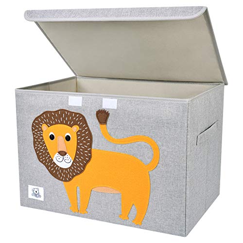 Foldable Large Kids Toy Chest with Flip-Top Lid, Collapsible Fabric Animal Toy Storage Organizer/Bin/Box/Basket/Trunk for Toddler, Children and Baby Nursery (Lion) - color: Lion