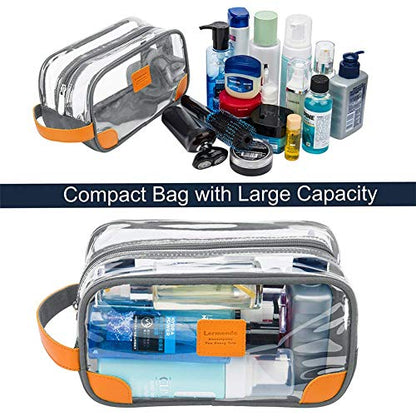 Lermende Toiletry Bag, Clear Shaving Dopp Kit for Men Travel Toiletry Bag with Hand Strap Unisex Bathroom Toiletries Organiser - color: Light Grey
