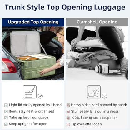 HanTrip Hard Shell Suitcases 28 Inch Large Checked Luggage with Spinner Wheels Cup Holder, Expandable Check in Luggage Lightweight Top Opening Luggage Big Rolling Suitcase with Lock, Bamboo Green - color: Bamboo Green, size: Expandable 28 Inch