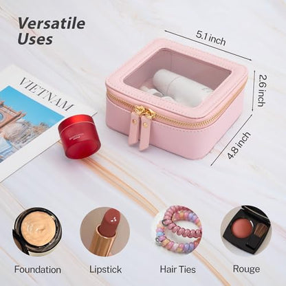 Aveniee Small Clear Makeup Bag,Mini Travel Toiletry Organizer TSA Approved,Waterproof Cosmetic Case with Zipper,Cute Car Essentials Pouch for Women,Pink - color: Pink, style: Mini Trend