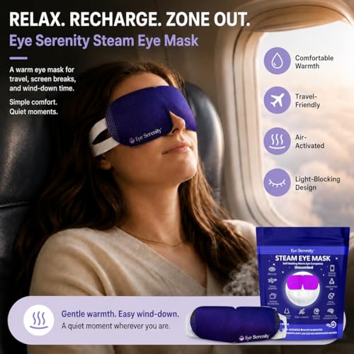 Eye Serenity Steam Eye Mask, Heated Eye Mask, Self Heating Warm Compress for Dry Eyes, Fast Relief for Stye, Puffy Sensitive Eyes, Moist Heat, Gift for Women and Men - Unscented - color: Steam Eye Mask 15 Pack, size: 15 Eye Masks