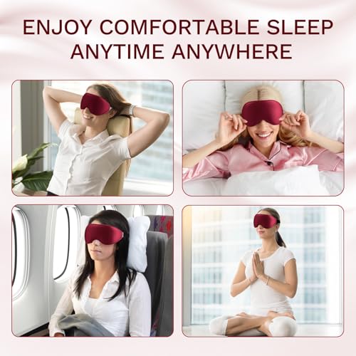 FlyCoco 99% Fully Block Out Light Eye Sleep Mask, 3D Deep Contoured Eyes Cover Zero Pressure, Long Lash Extension Eyes Mask with Adjustable Straps for Sleeping Travel Home Nap Rest Women Men (Red) - color: Red