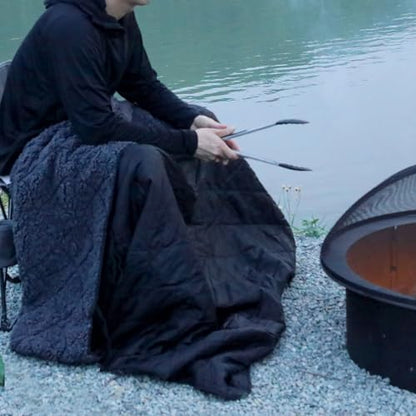 REDCAMP Large Camping Blanket with Sherpa Lining, Cold Weather Warm Outdoor Blanket Windproof for Camping Stadium, Machine Washable 59"x 71" Black - color: 59"x 71" Black
