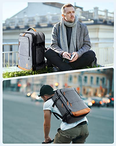 BAGSMART Compression Travel Backpack, 40L Expandable Carry On Backpack with Packing Cubes, Water Resistant Weekender Backpack Fits 17 Inch laptop, Large Overnight Luggage Daypack with Shoe Bag, Khaki - color: Khaki