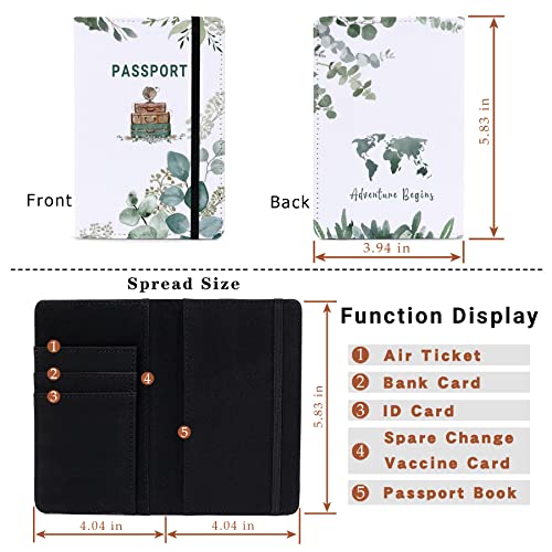 Passport Book Holder,Passport Wallet for Men Mr and Mrs Passport Holder for Women Passport Cover Passport Case for Couples Passport Books Holder Mother's Day (6x4) - color: Classic Green Leaf-1pcs