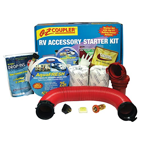 Valterra K88205 Coupler RV Accessory Starter Kit, Universal Sewer Hose, Drinking Water Hose, Adapters, and More for RV Camper, 16 Piece Set