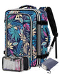 Travel Carry On 17.5" Laptop Expandable Backpack for Men Women, Personal Item Bag Waterproof Airline Approved with USB Charging Hole 3 Packing Cubes, Large Weekender Daypack Business Luggage Suitcase - color: Tropical Leaves, size: Expandable