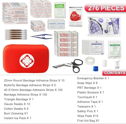 276PCS First Aid Kit Home Car Camping Hiking Emergency Supplies Small Compact Lovely Bag for School Outdoor, Basic Outdoor Essentials Survival Kit for Travel AMORNING - style: 276Pcs