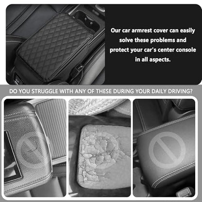 Stacool Upgraded Car Center Console Cover,Microfiber Leather Car Armrest Cover Cushion with 2 Storage Bags,Universal Car Armrest Storage Box (Black) - color: Black