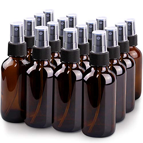 Wedama Spray Bottle, 4 oz Fine Mist Glass Spray Bottles, Little Refillable Liquid Containers for Watering Flowers Cleaning (16 Pack, Amber) - color: Amber, size: 4 Ounce (Pack of 16)