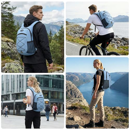 Ultra-Light Soft Daypack 15L/20L, Cushioned Breathable Back Panel Backpack, Lightweight Packable Travel Backpack (Sky Blue, 20L) - color: Sky Blue, size: 20L