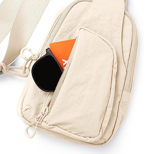 ODODOS Sling Bag with Adjustable Straps Crossbody Chest Bag Lightweight Backpack for Casual Traveling Hiking - color: Ivory