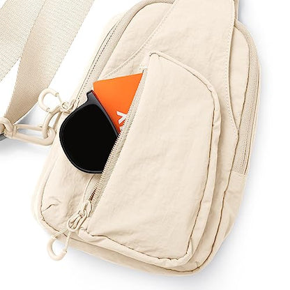 ODODOS Sling Bag with Adjustable Straps Crossbody Chest Bag Lightweight Backpack for Casual Traveling Hiking - color: Ivory