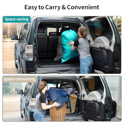 F-color Travel Laundry Bags 2 Pack - Cruise Essentials 2026 Washable Dirty Clothes Travel Bag 24 x 36 Inch for Cruise Ship Cabin, Summer Camp & College Dorm Hamper Liner, Blue & Gray - color: 2-Pack, Blue & Gray